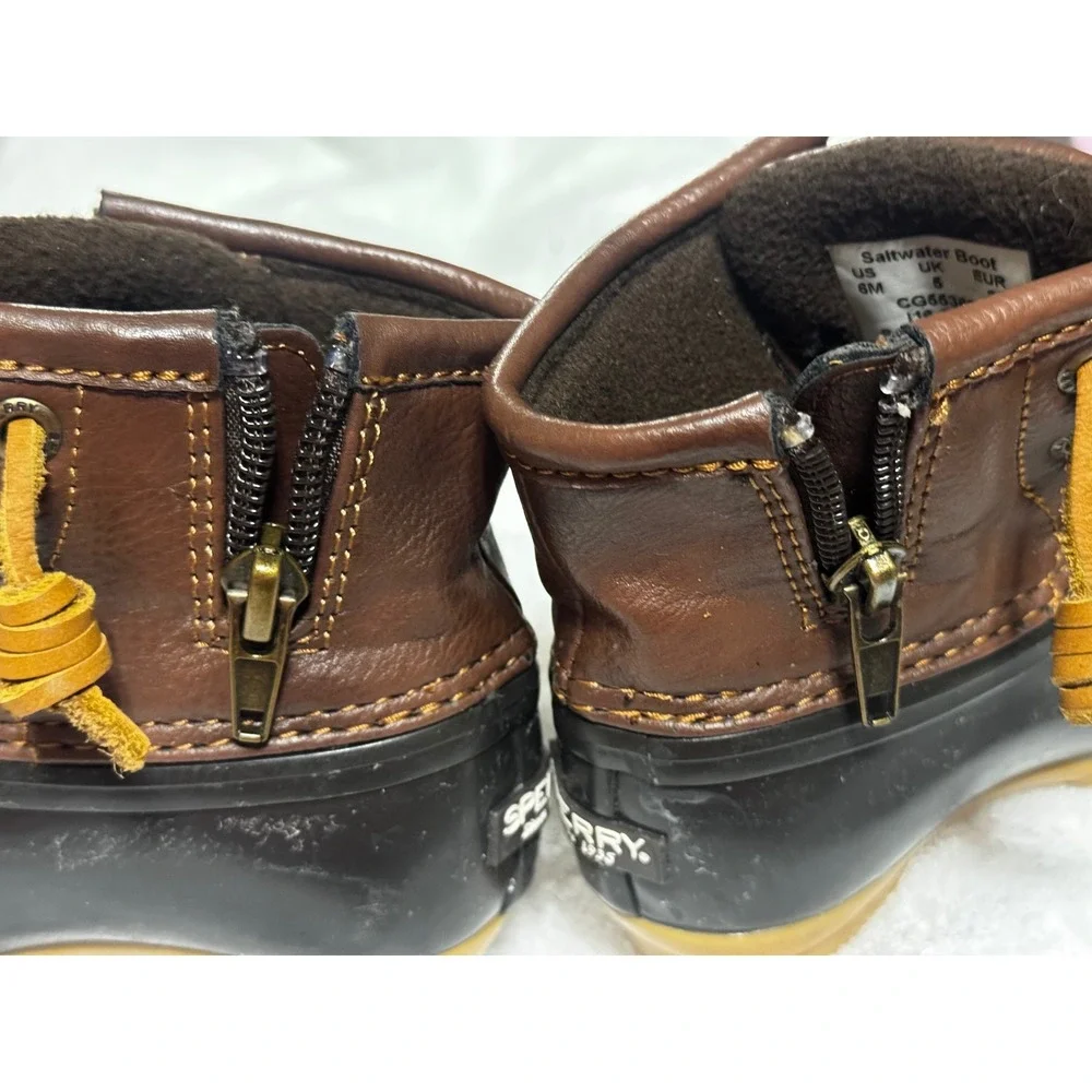 Sperry Saltwater Duck Boots Toddler Size 6M Brown Black Waterproof CG55362A